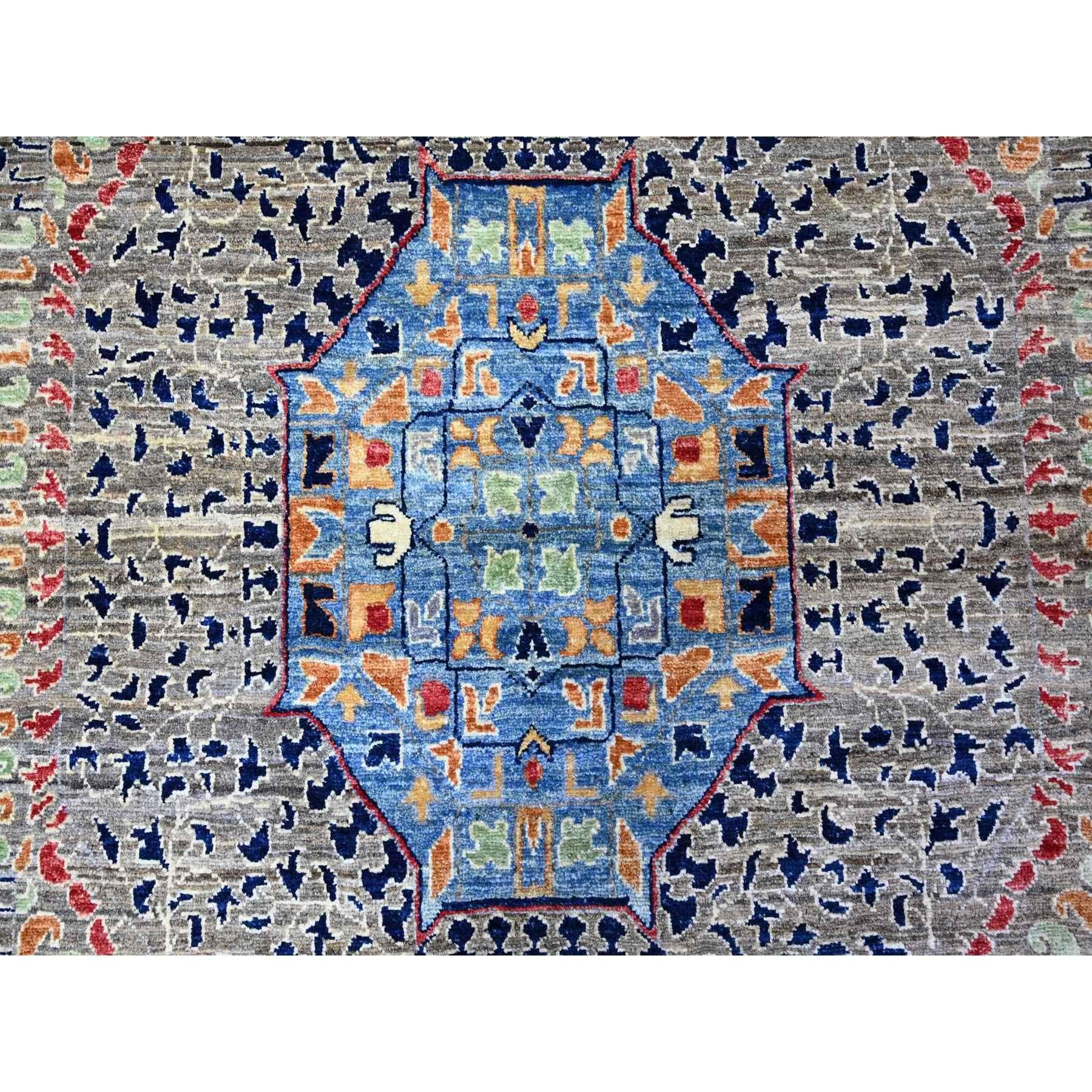 Handgeknüpfter, übergroßer orientalischer Teppich aus Wolle in Meeresgrau, feiner Aryana Mamluk in Übergröße 12' x 15'9