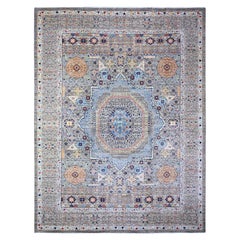 Alfombra Oriental Sobredimensionada de Lana Anudada a Mano Aryana Gris Marino Fina 12' x 15'9