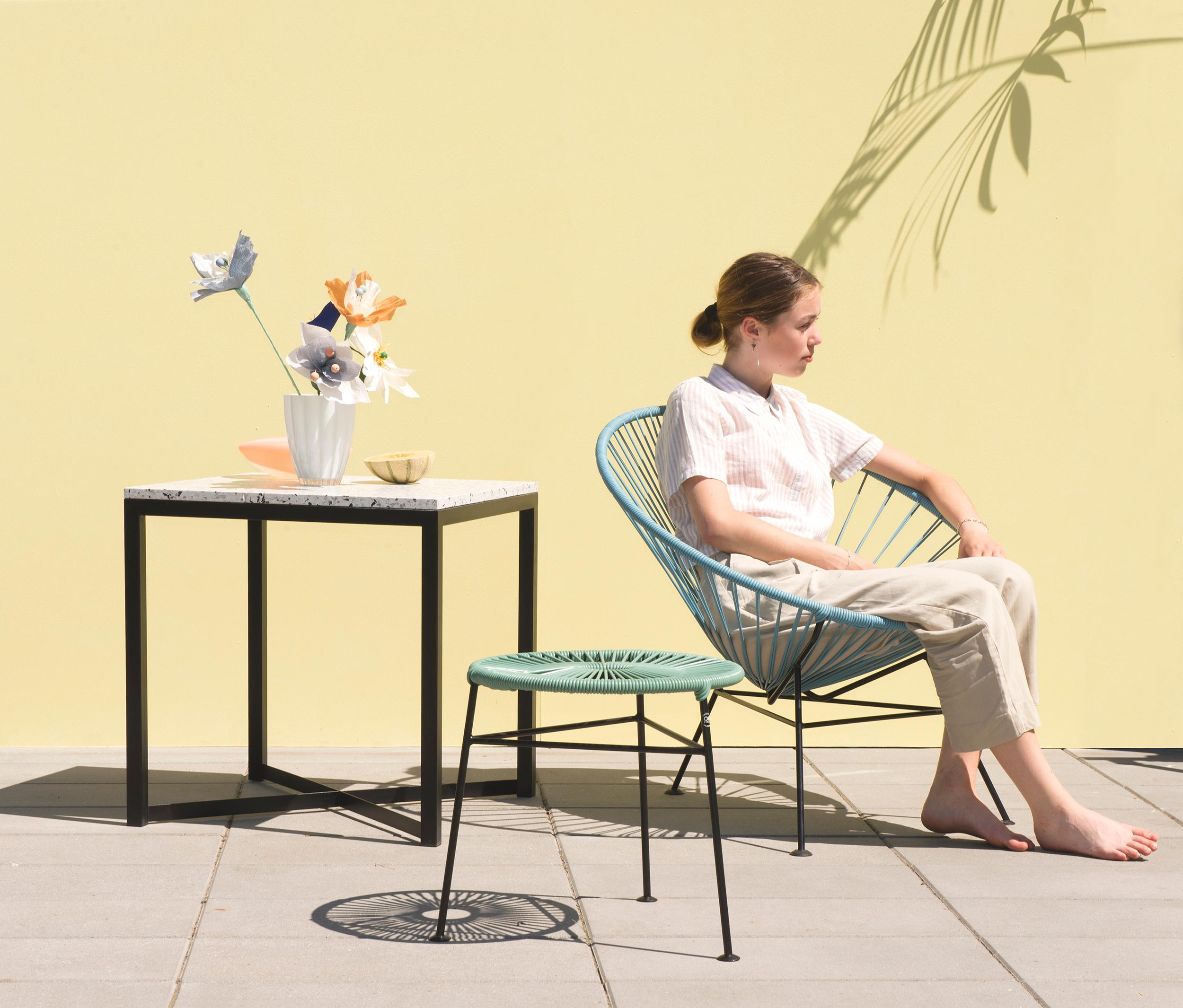 Poudré Tabouret Centro vert de mer par OK Design en vente