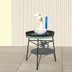 Sgabello Centro verde mare con vassoio nero di OK Design