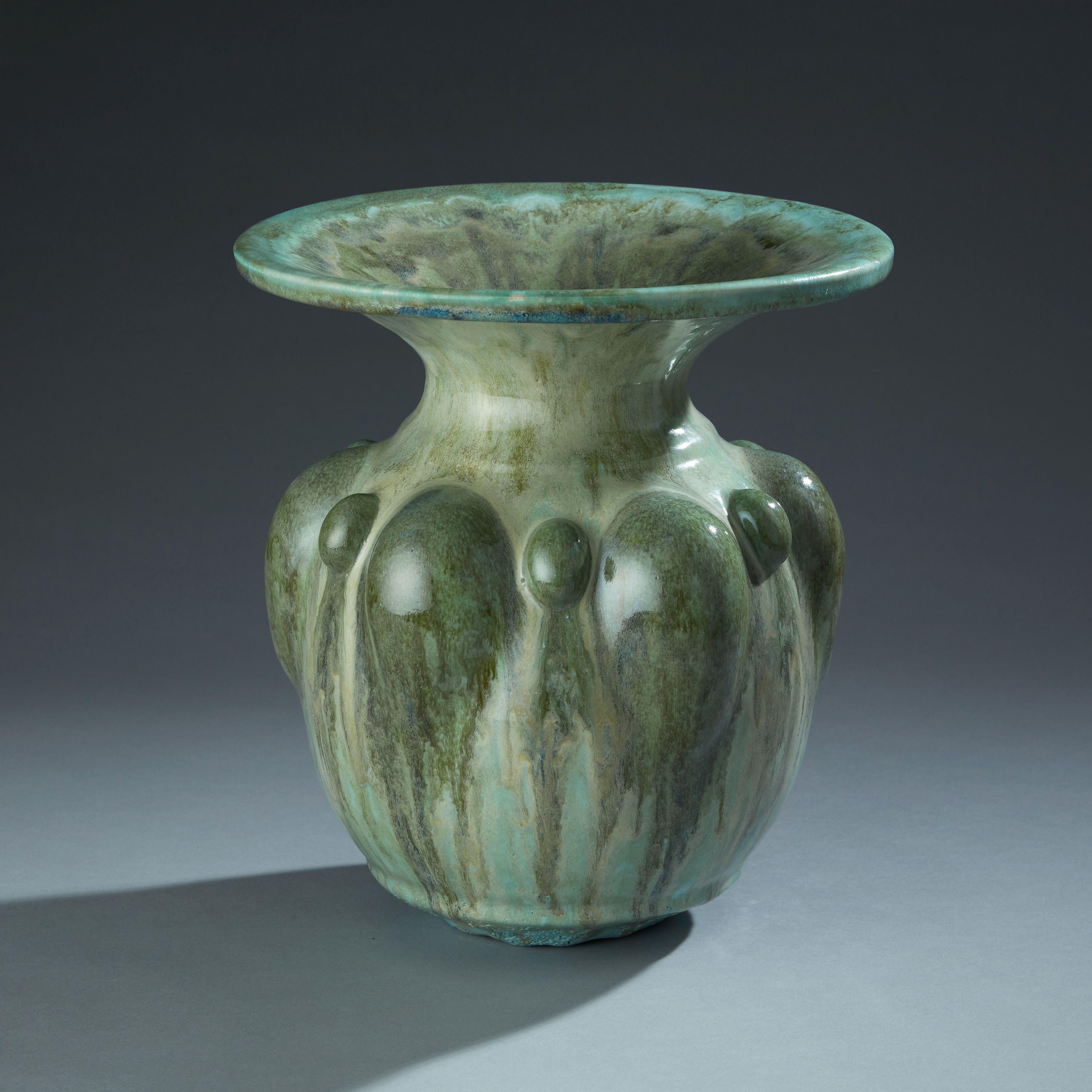 Violante Lodolo D'Oria, Sea green elliptical vase, 2021, glazed stoneware. W29cm x H31cm

New stunning piece created by ceramic artist Violante Lodolo d' Oria. The layering of different glazes creates shimmering and ever-changing effects under