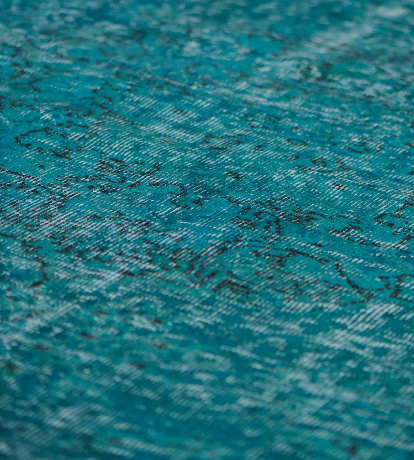 Sea-Green Contemporary Wool Handwoven Rug For Sale 2