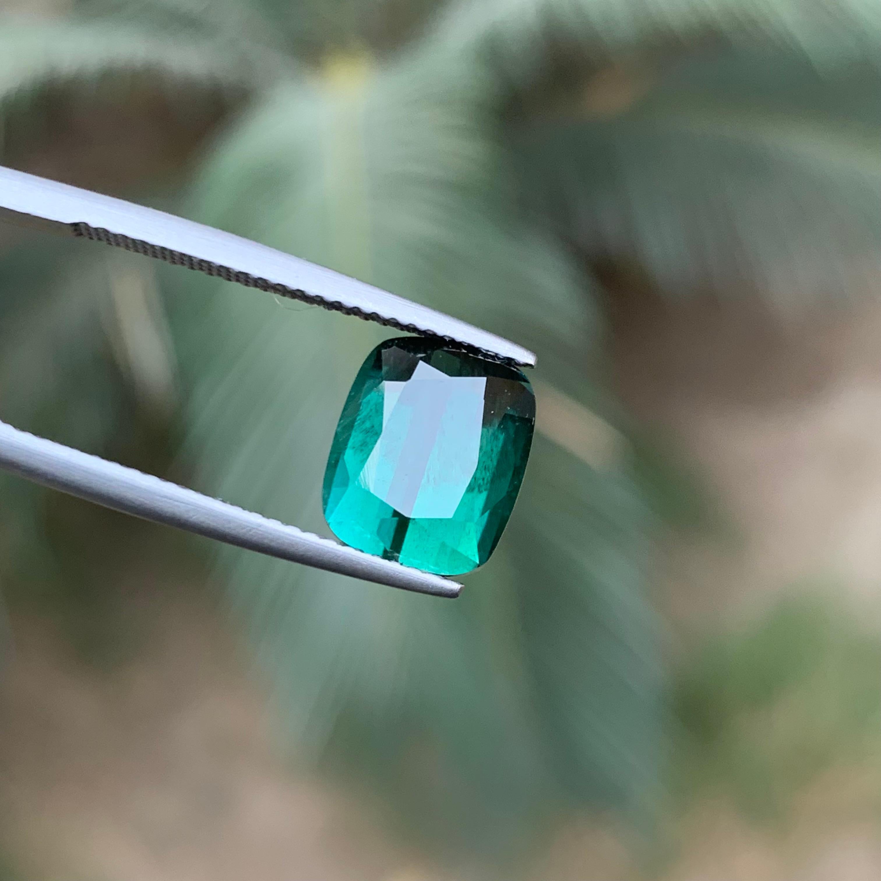 Sea Green Natural Tourmaline Ring Loose Gemstone 4.45Ct Cushion Cut for Jewelry For Sale 5
