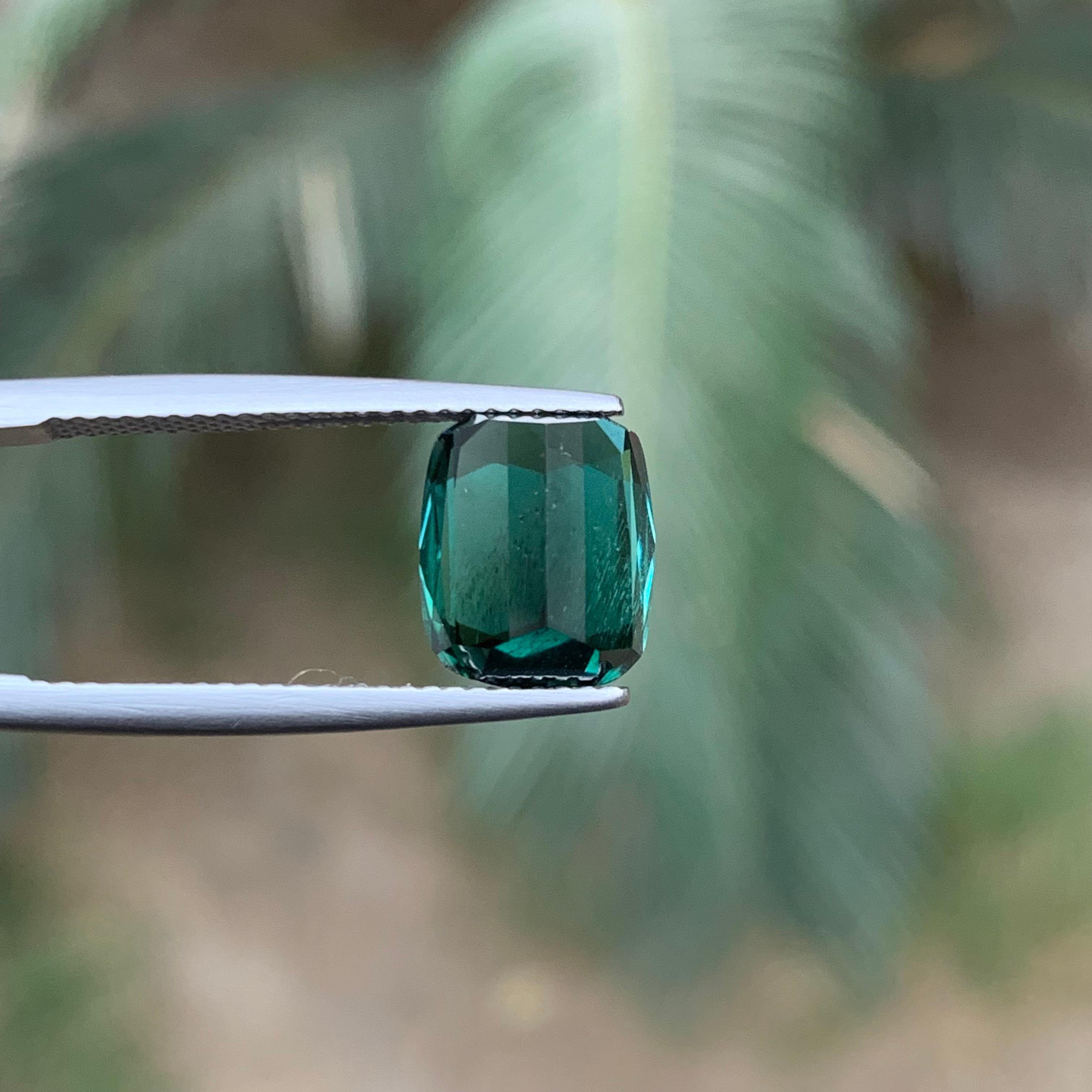 Sea Green Natural Tourmaline Ring Loose Gemstone 4.45Ct Cushion Cut for Jewelry For Sale 6