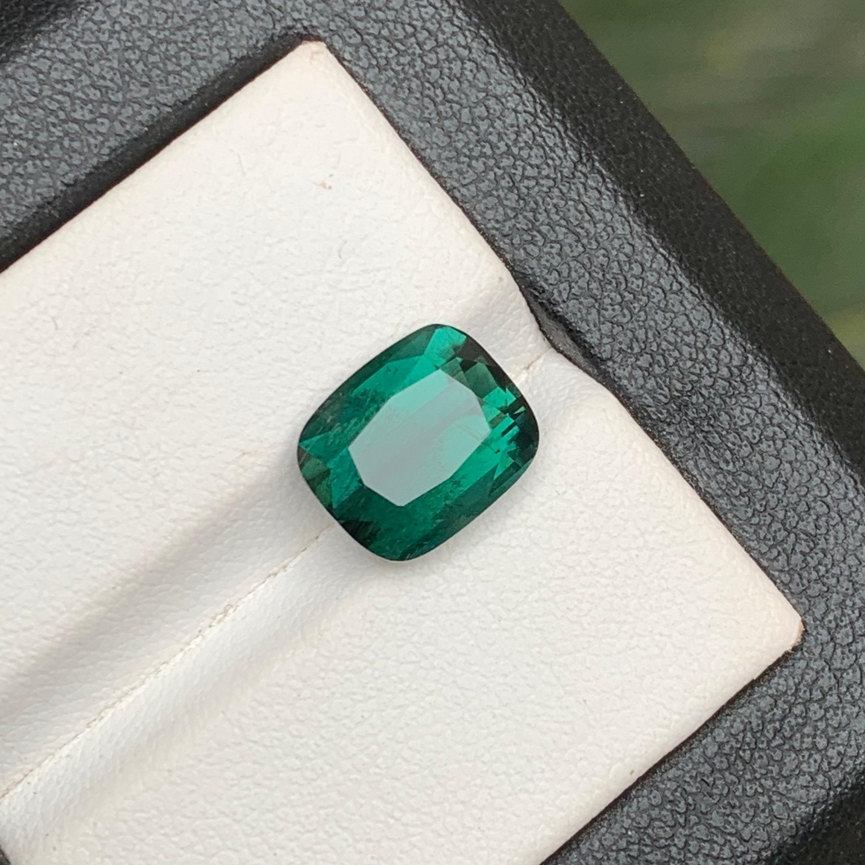 Sea Green Natural Tourmaline Ring Loose Gemstone 4.45Ct Cushion Cut for Jewelry For Sale 7
