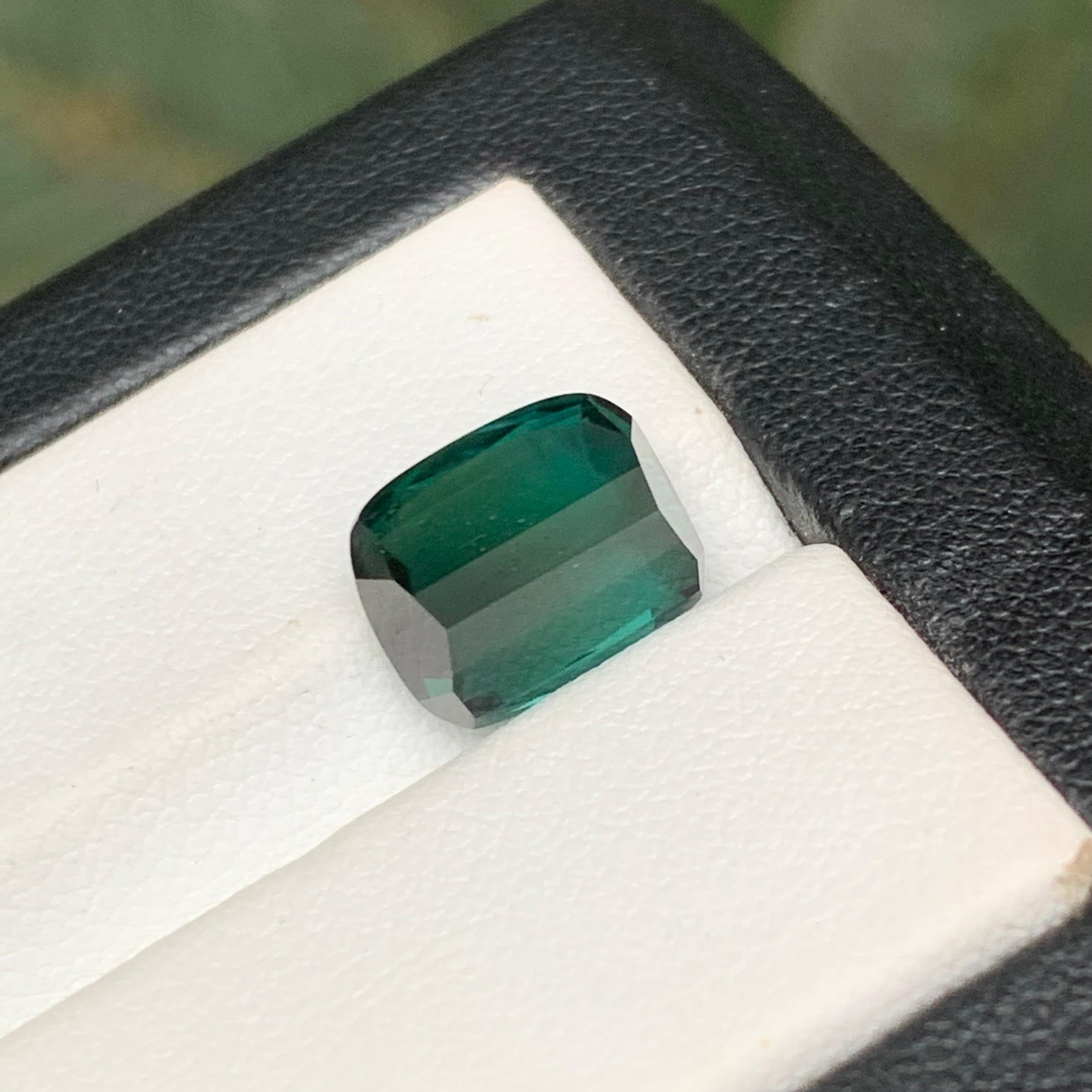 Women's or Men's Sea Green Natural Tourmaline Ring Loose Gemstone 4.45Ct Cushion Cut for Jewelry For Sale