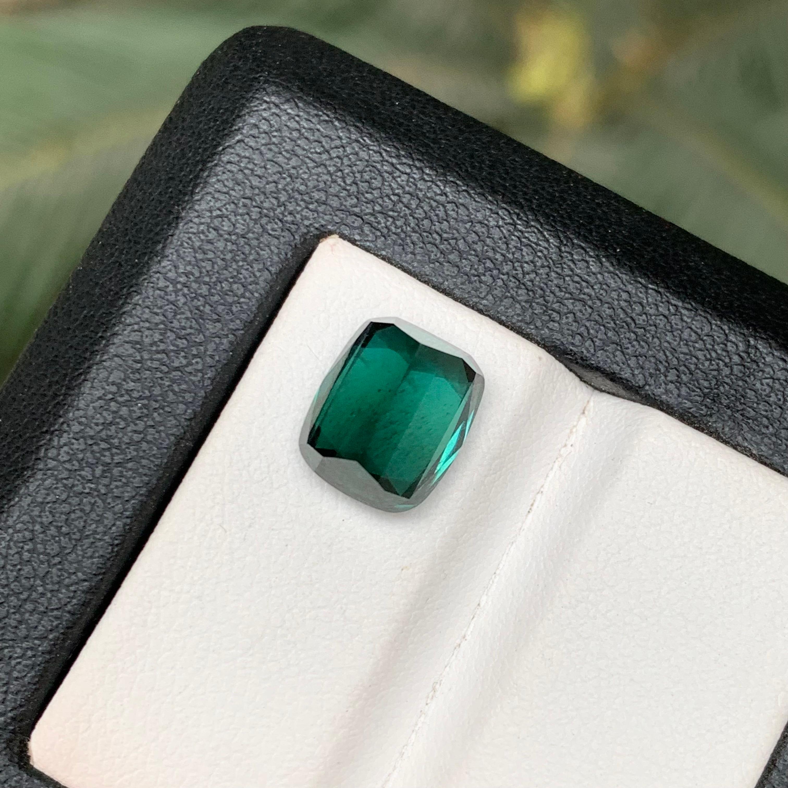 Sea Green Natural Tourmaline Ring Loose Gemstone 4.45Ct Cushion Cut for Jewelry For Sale 1