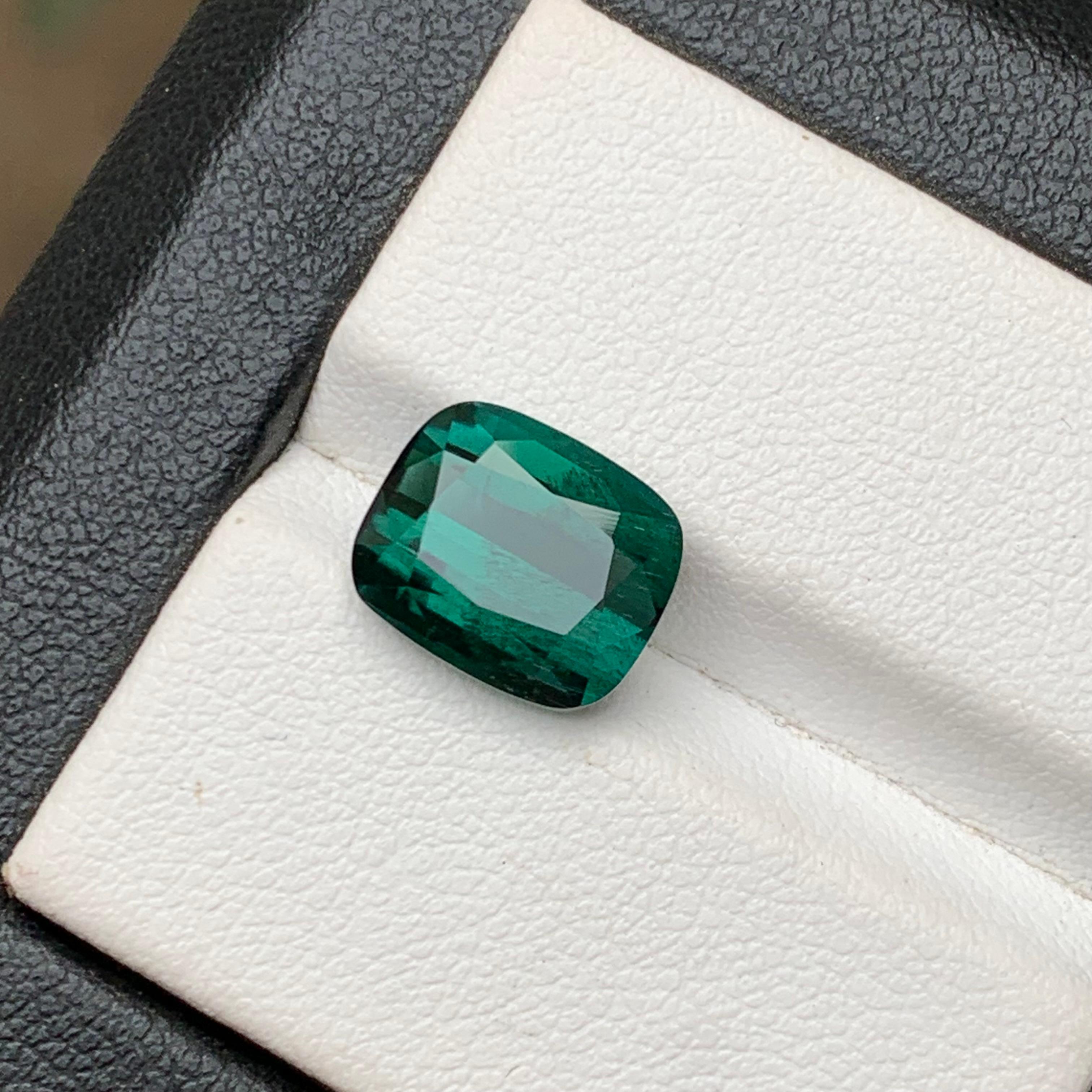 Sea Green Natural Tourmaline Ring Loose Gemstone 4.45Ct Cushion Cut for Jewelry For Sale 2