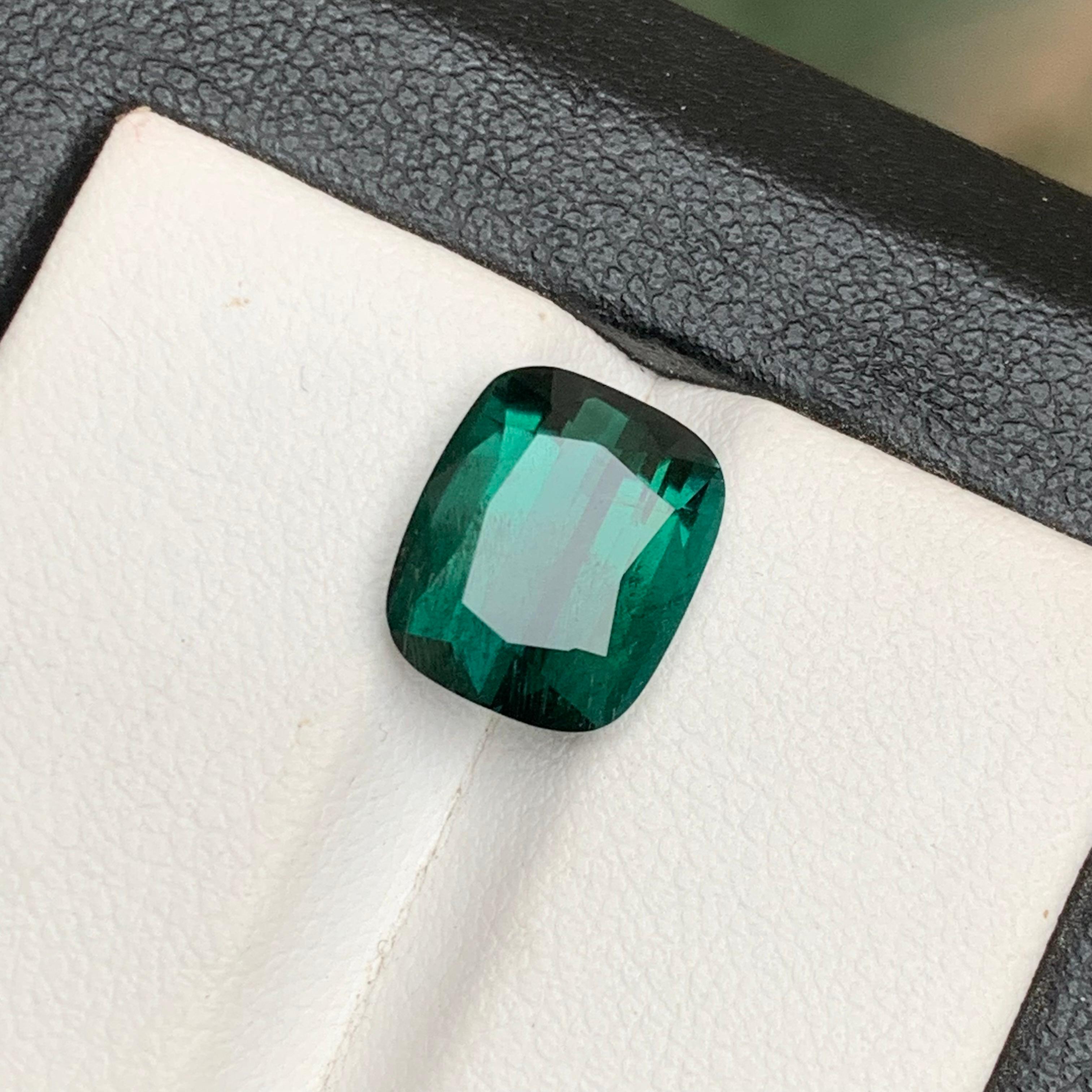 Sea Green Natural Tourmaline Ring Loose Gemstone 4.45Ct Cushion Cut for Jewelry For Sale 4