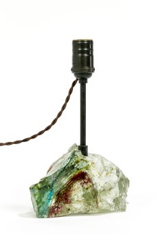 Sea Green Red Flecked Cullet Glass Lamp