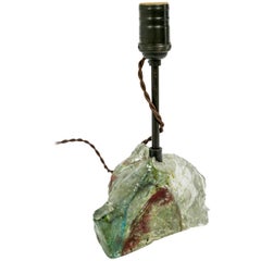 Sea Green Red Flecked Cullet Glass Lamp