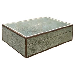 Sea Green Shagreen & Macassar Ebony Box with Bone Inlay