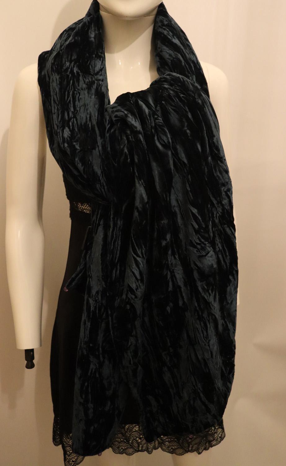 Black Sea GreenSilk Velvet Shawl For Sale