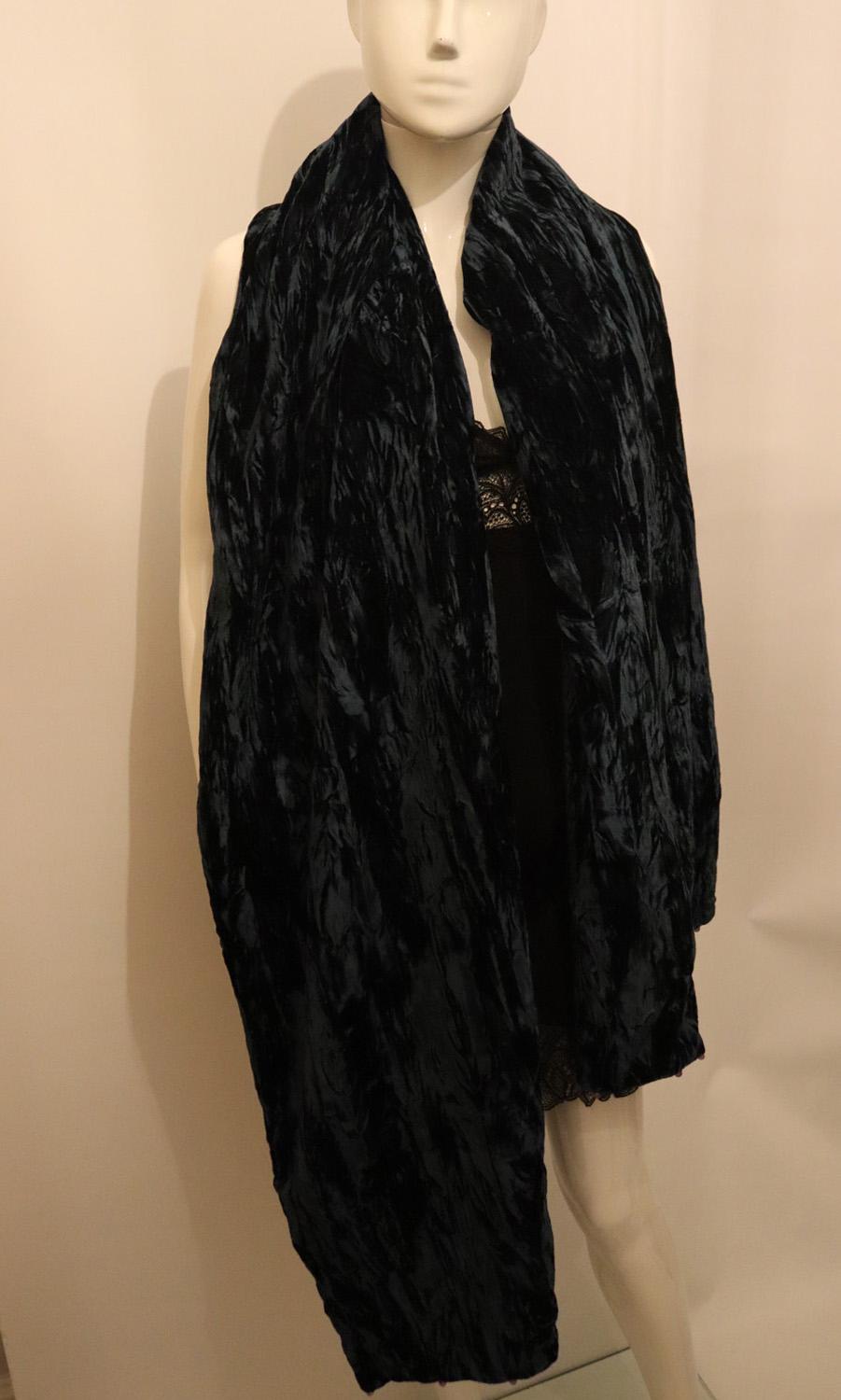 Women's or Men's Sea GreenSilk Velvet Shawl For Sale
