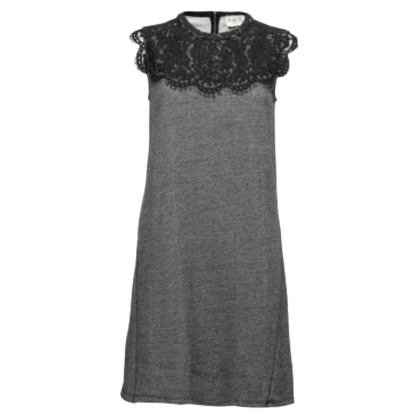 Vestido sin mangas de lana y encaje gris mar S