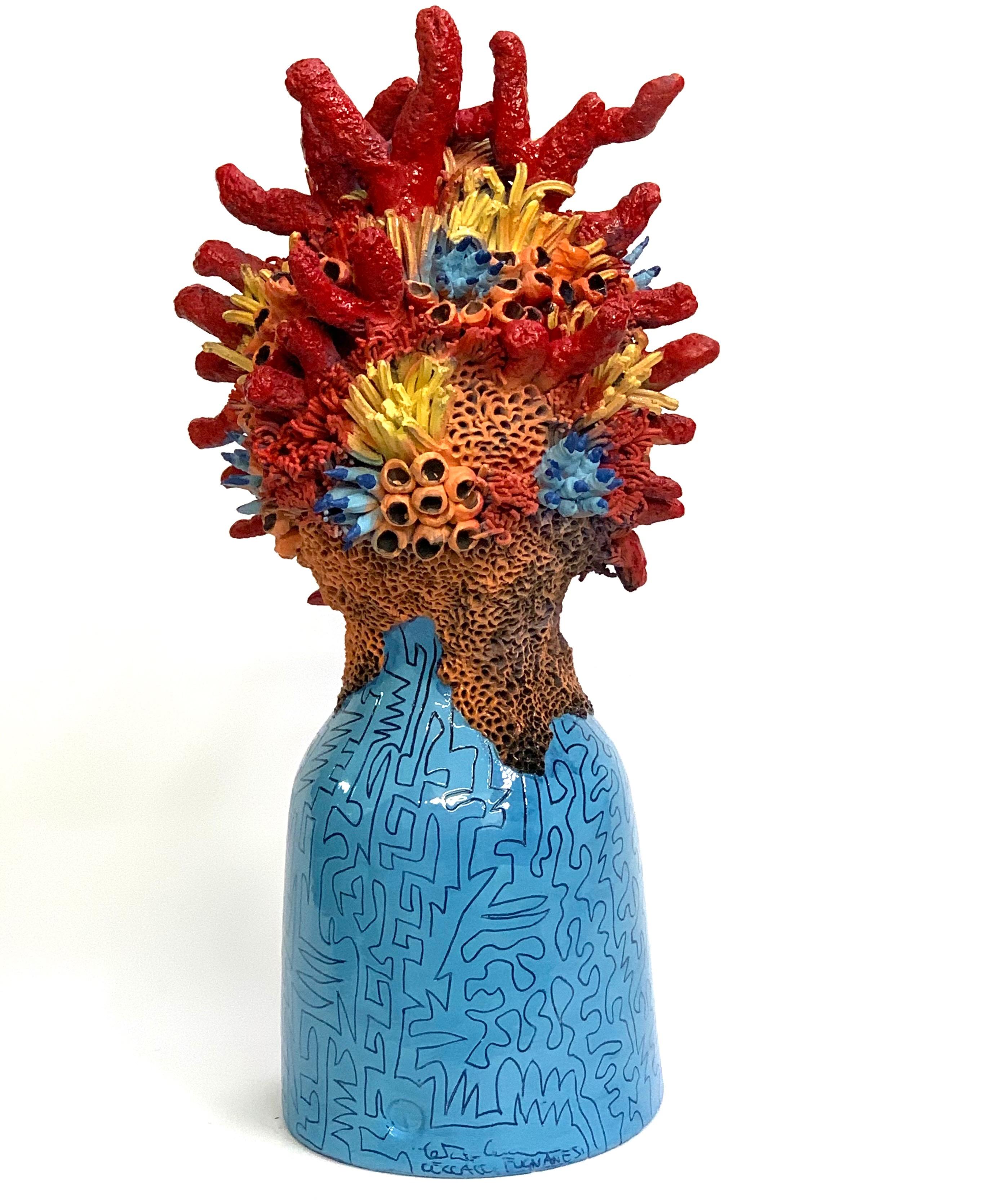 Dekoratives Keramikstück mit Meereskopf-Koralle, handgefertigt, Italien, 2021, handgefertigt (Italienisch) im Angebot