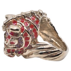 Anillo Caballito de mar Esmalte rosa bañado en oro de 10k - J DAUPHIN