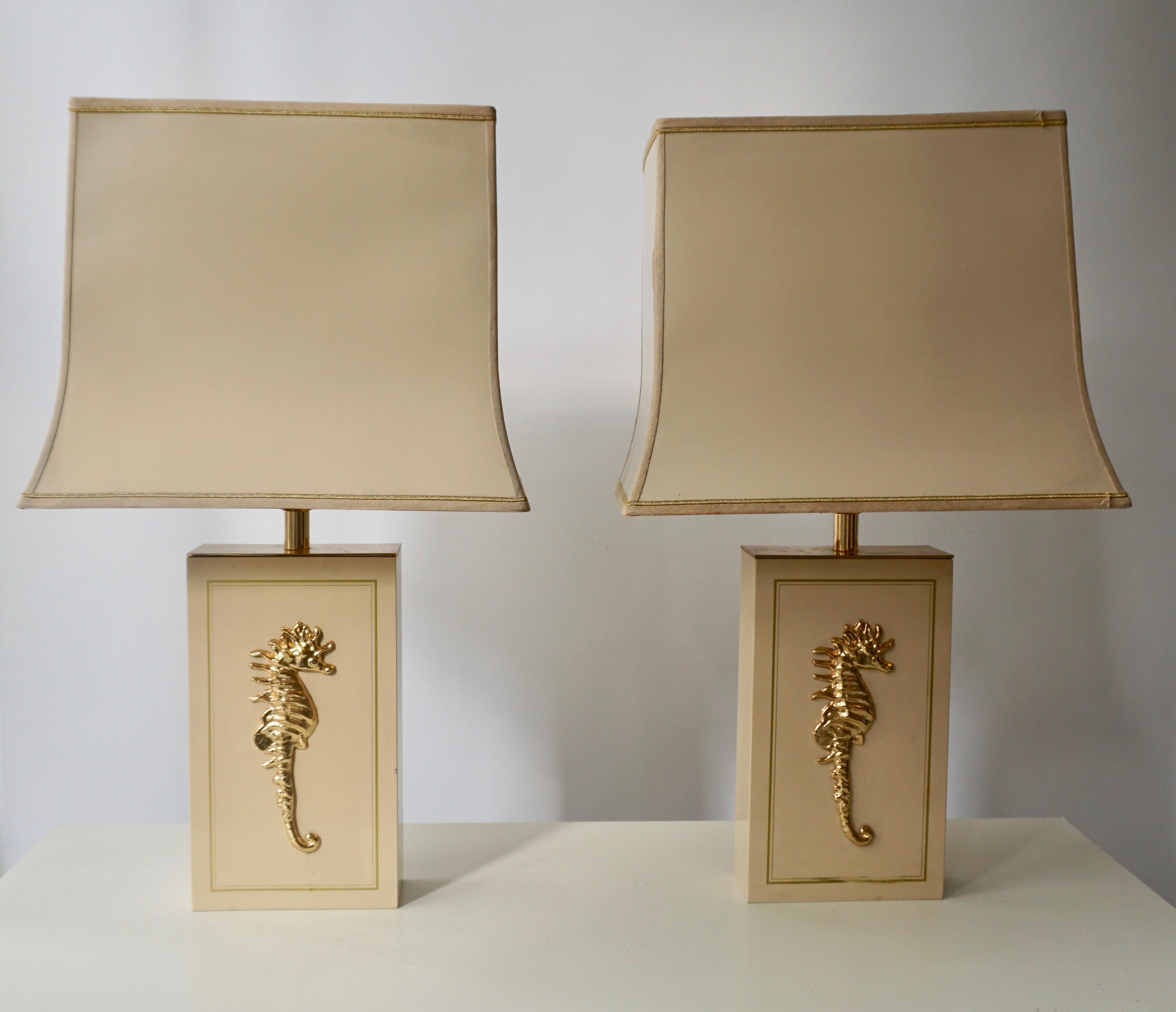 Mid-Century Modern Sea Horse Set of Two Table Lamps For Sale
