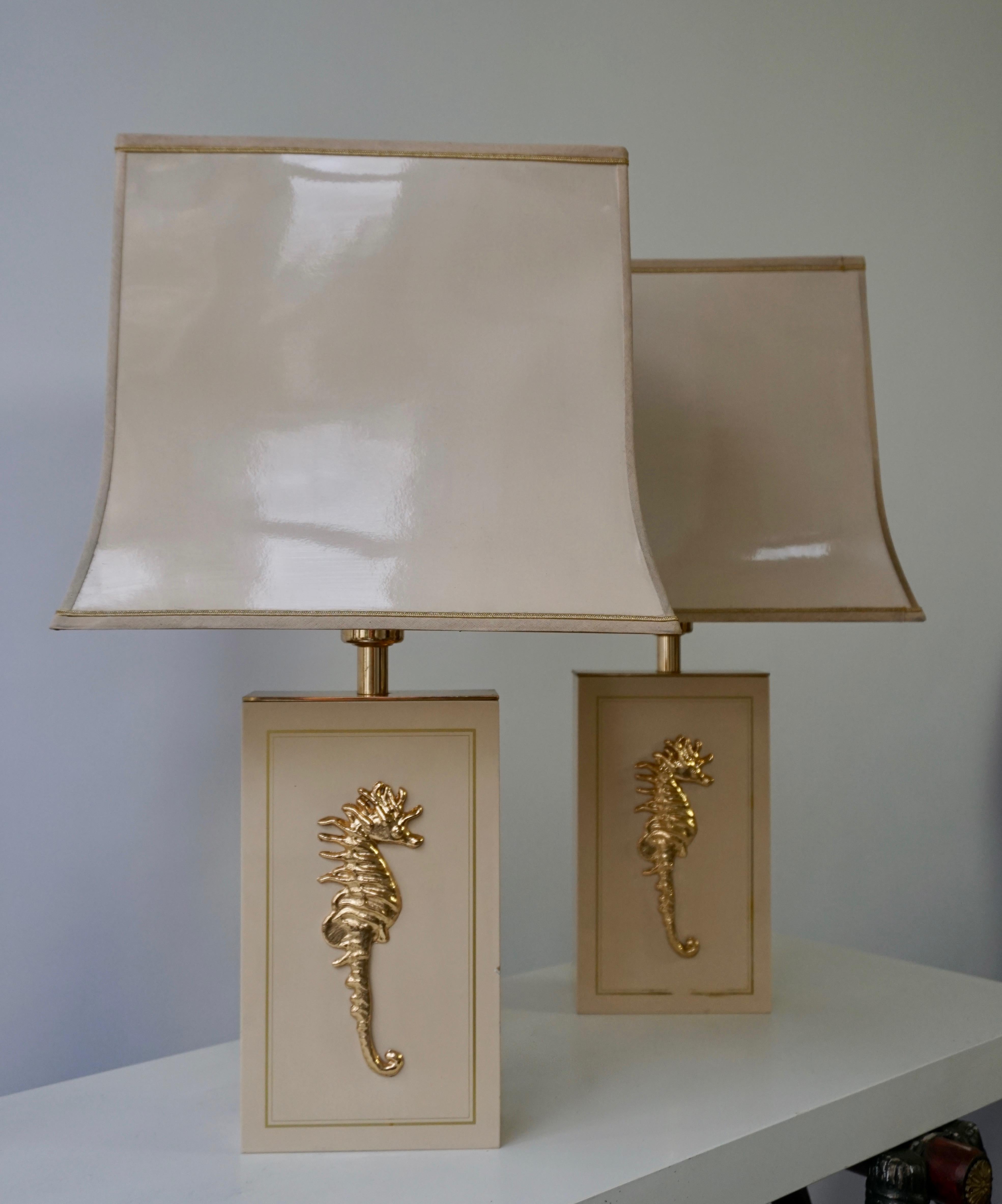 Ensemble de deux lampes de table cheval de mer Bon état - En vente à Antwerp, BE