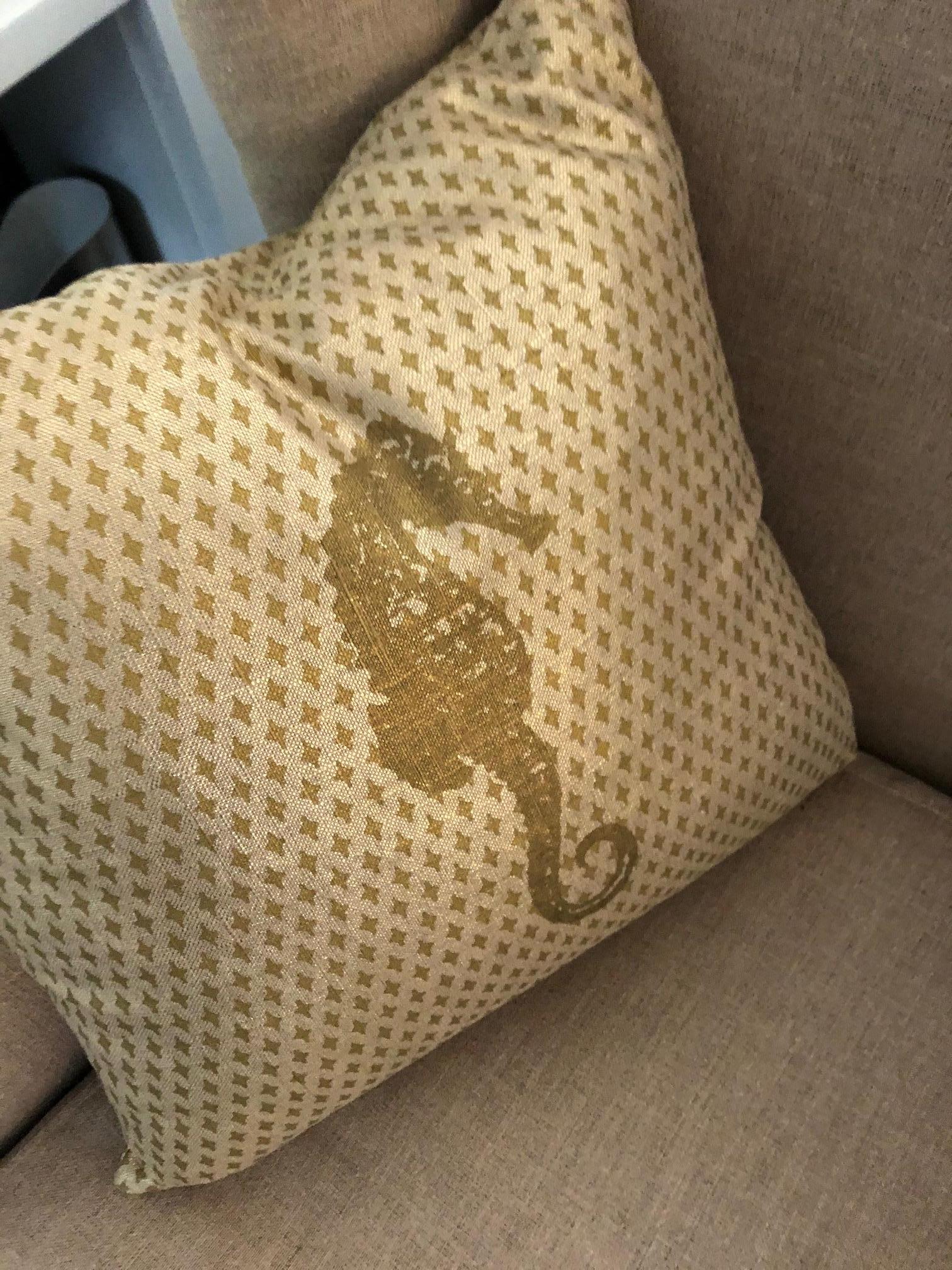 Modern Sea Horse Silkscreened Pillow For Sale