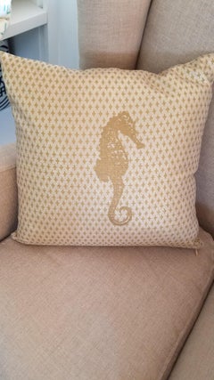 Sea Horse Silkscreened Pillow