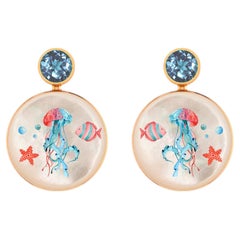Sea inspired earrings with topaz and Mother of pearl