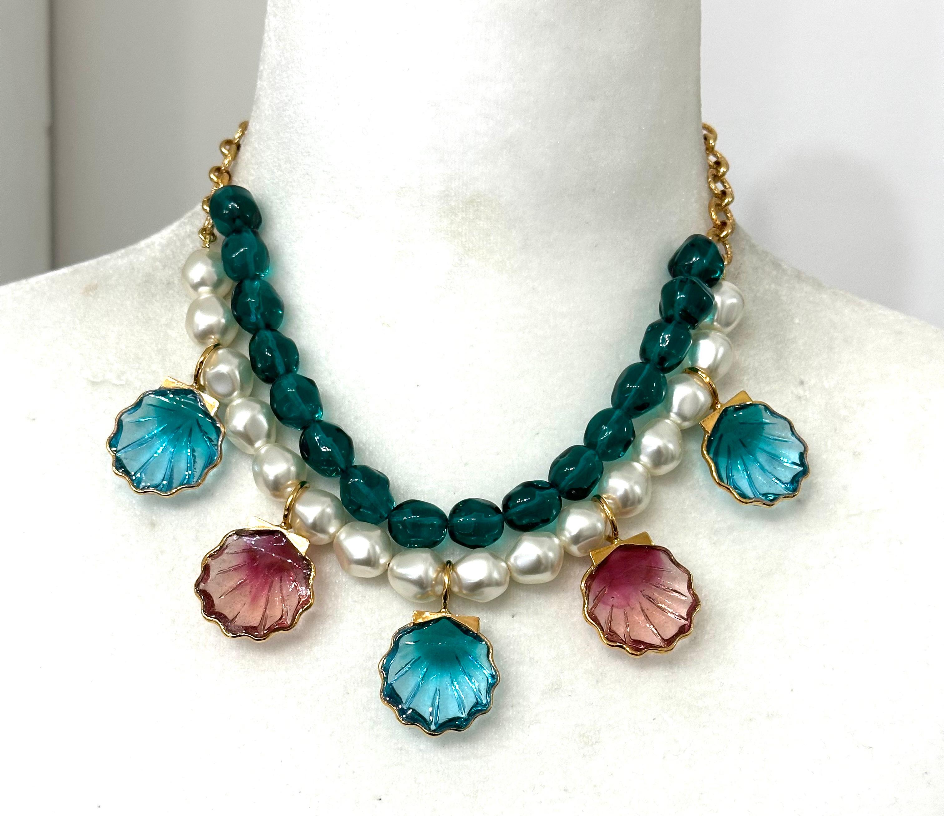 Women's or Men's Sea Life Shell Statement Necklace For Sale