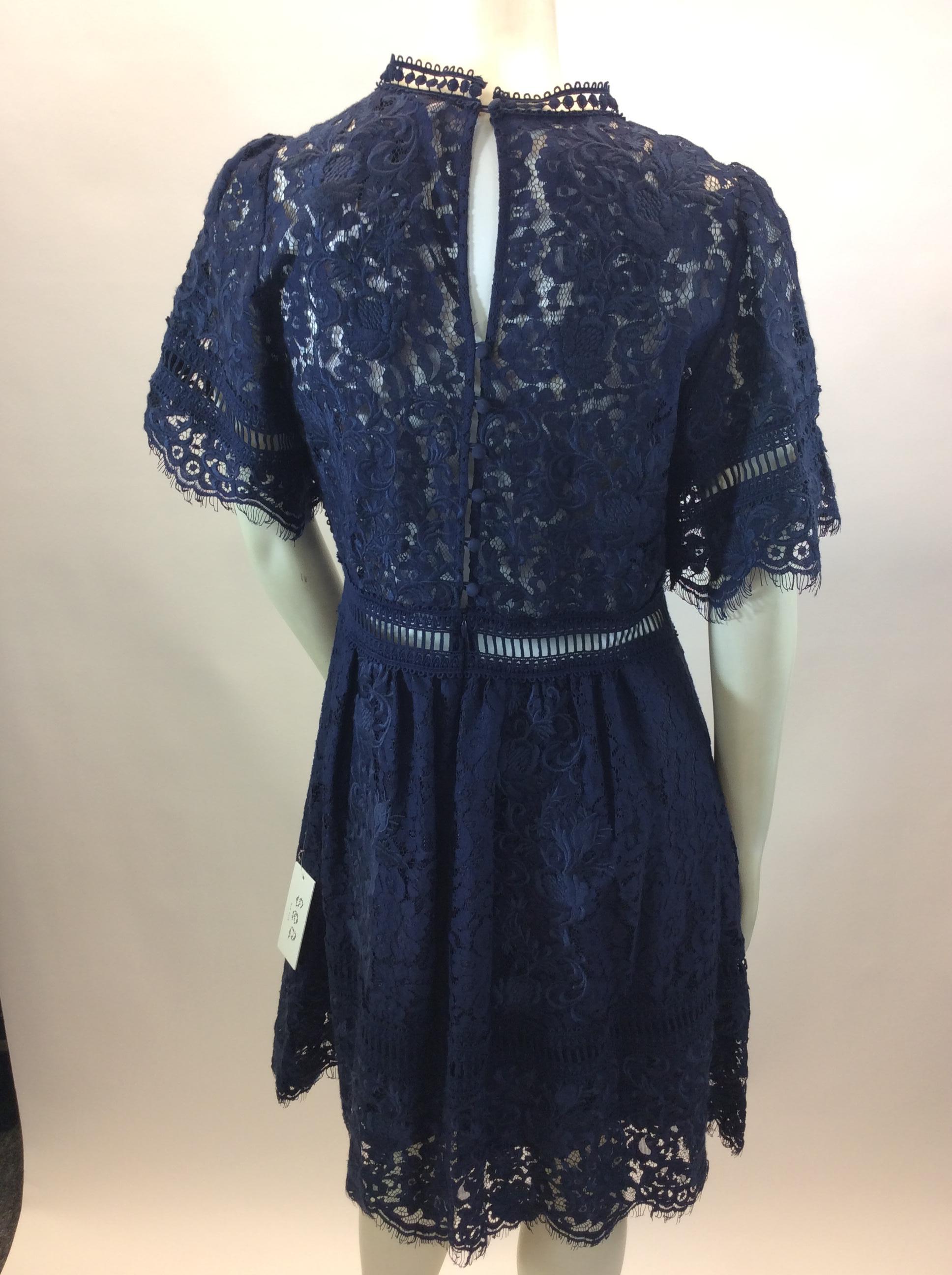 Black Sea Navy Blue Lace Cut Out Dress NWT For Sale
