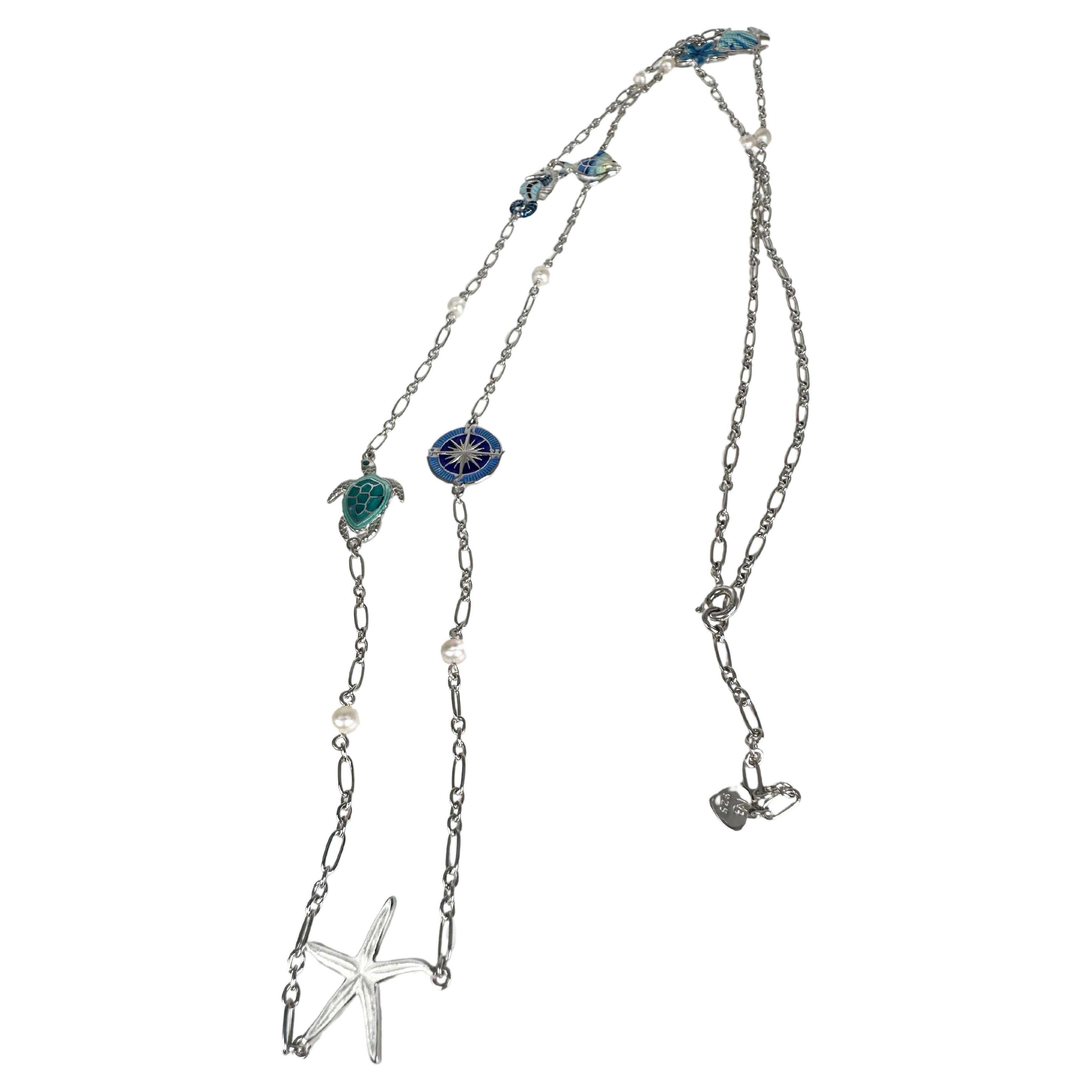 French long necklace with enamel clasp – Maison Mohs