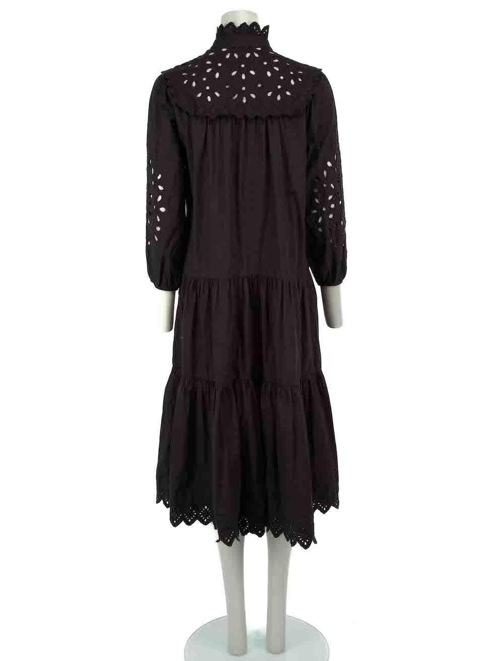 Sea New York Black Broderie Midi Shirt Dress Size XS In Good Condition For Sale In London, GB