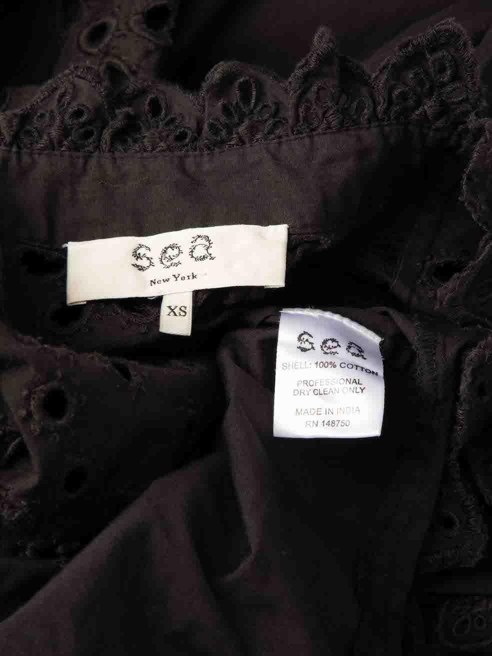 Sea New York Black Broderie Midi Shirt Dress Size XS For Sale 1