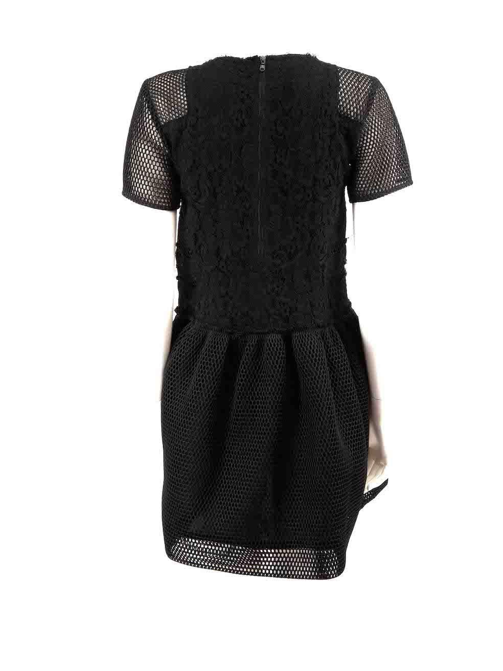 Sea New York Black Lace Panel Mesh Mini Dress Size XXS In Good Condition For Sale In London, GB