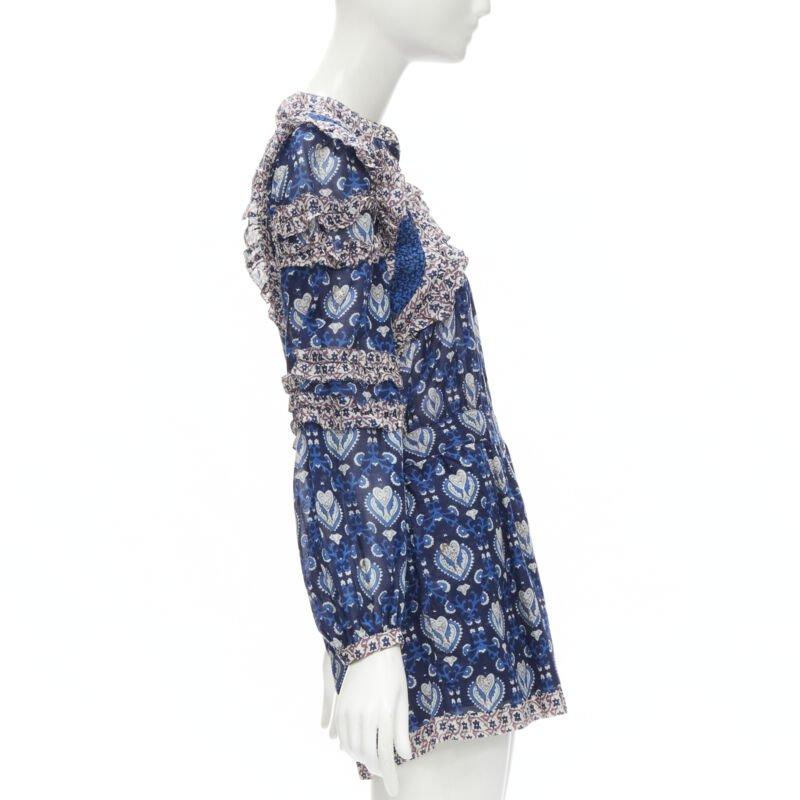SEA NEW YORK bleu, imprimé floral, grenouillère à manches longues, combinaison de jeu US0 XS Excellent état - En vente à Hong Kong, NT
