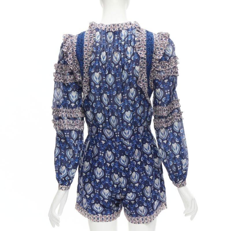 SEA NEW YORK bleu, imprimé floral, grenouillère à manches longues, combinaison de jeu US0 XS Pour femmes en vente