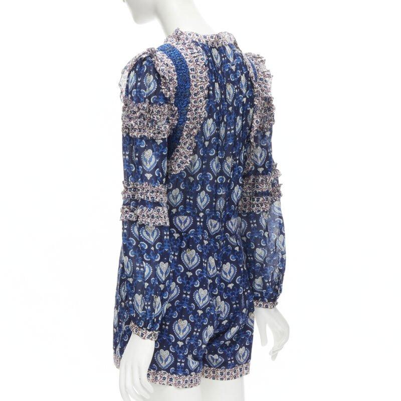 SEA NEW YORK bleu, imprimé floral, grenouillère à manches longues, combinaison de jeu US0 XS en vente 1