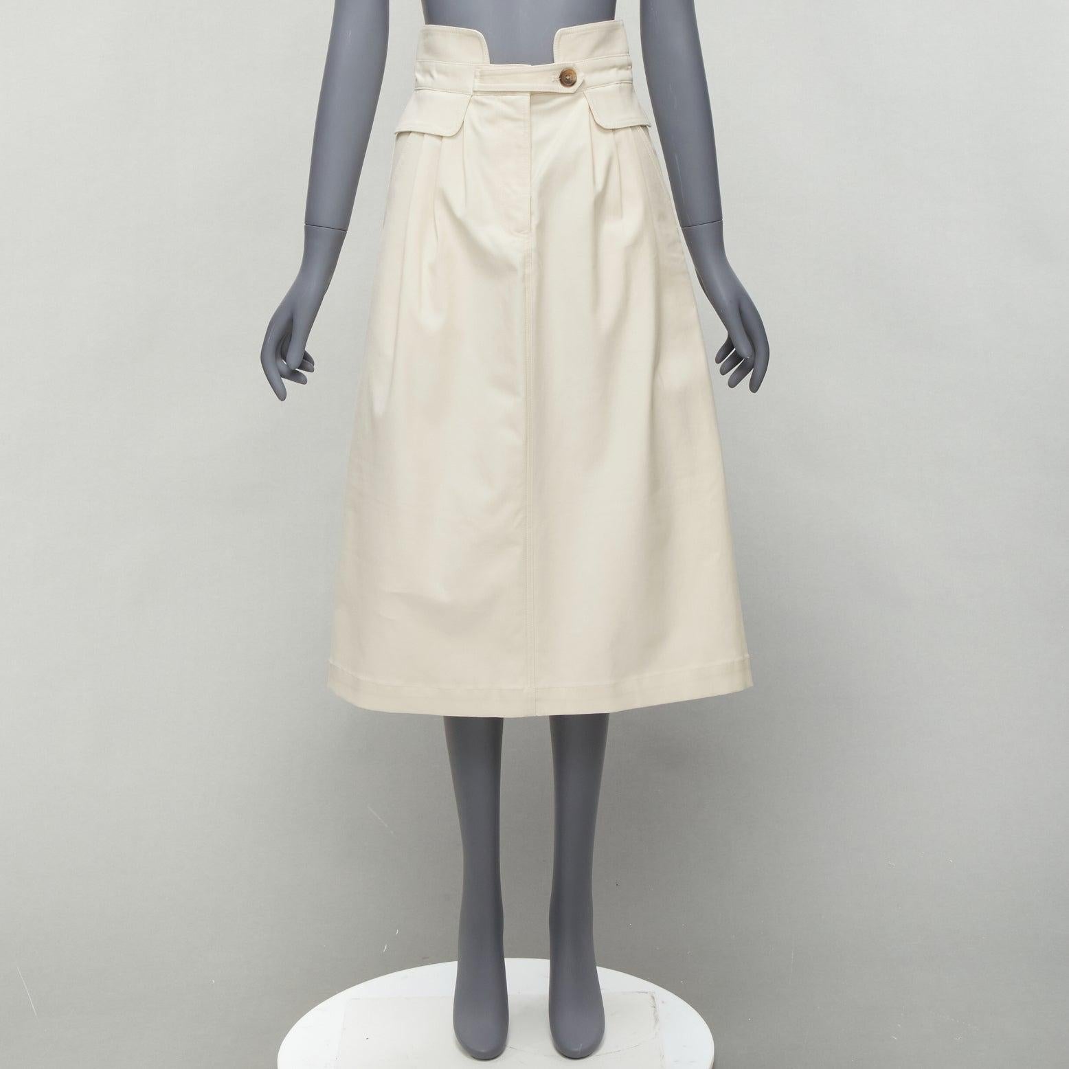 SEA NEW YORK cream cotton peplum pocket flap belt waist A-line skirt US0 XS For Sale 5