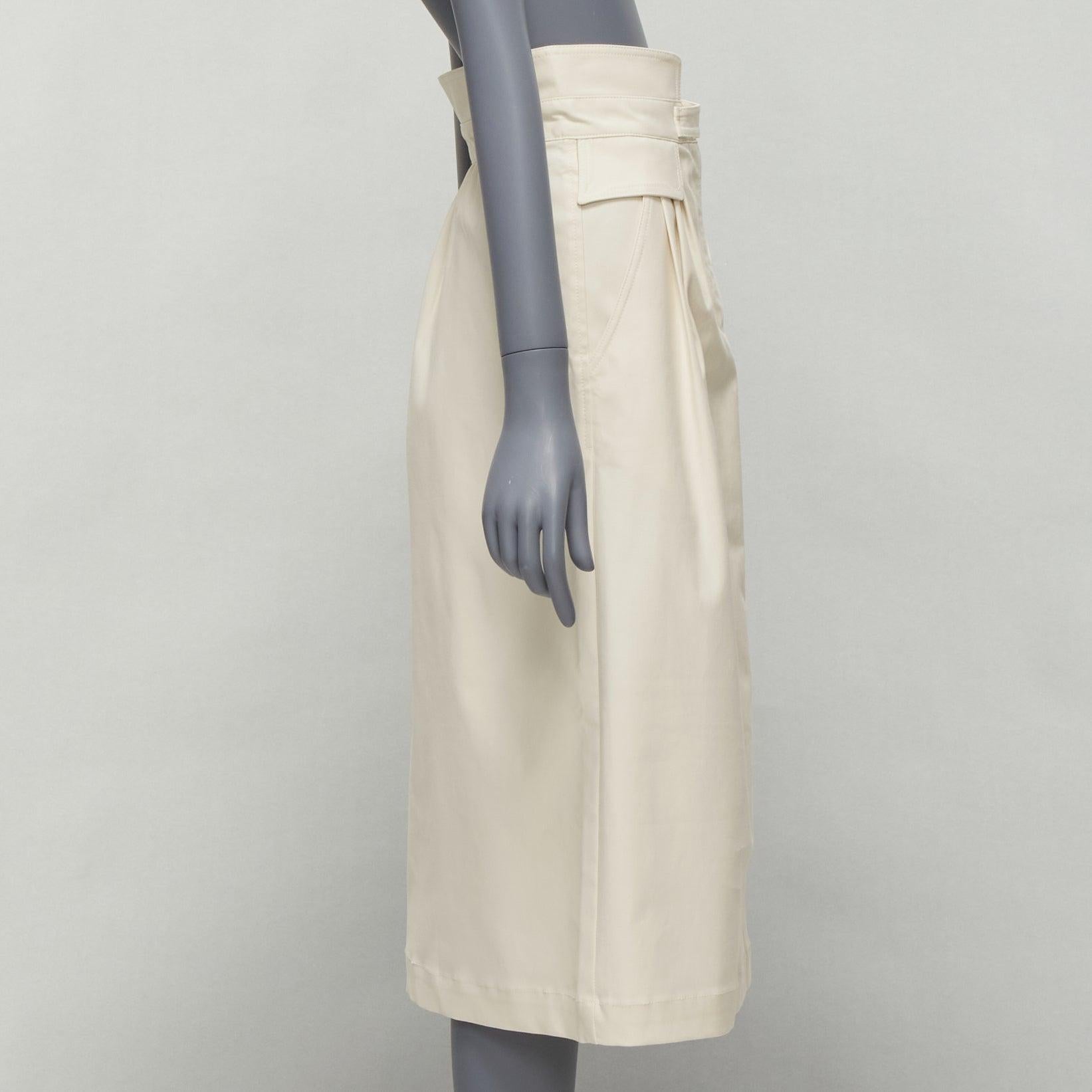 SEA NEW YORK cream cotton peplum pocket flap belt waist A-line skirt US0 XS In Excellent Condition For Sale In Hong Kong, NT