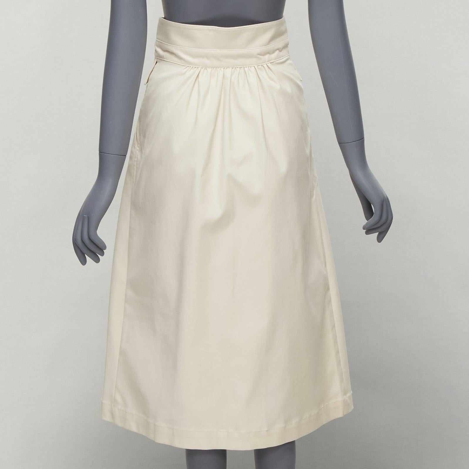 Women's SEA NEW YORK cream cotton peplum pocket flap belt waist A-line skirt US0 XS For Sale