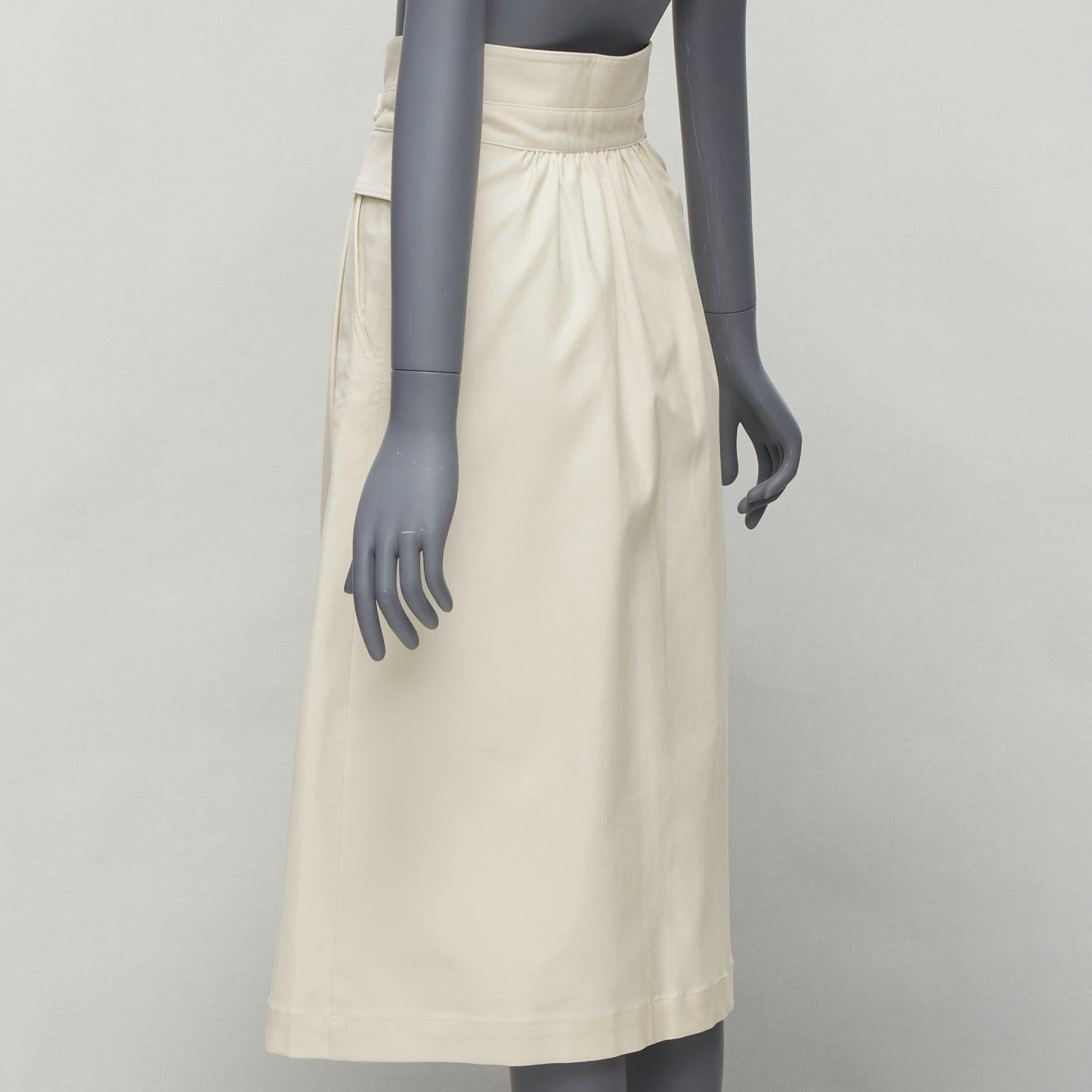 SEA NEW YORK cream cotton peplum pocket flap belt waist A-line skirt US0 XS For Sale 1
