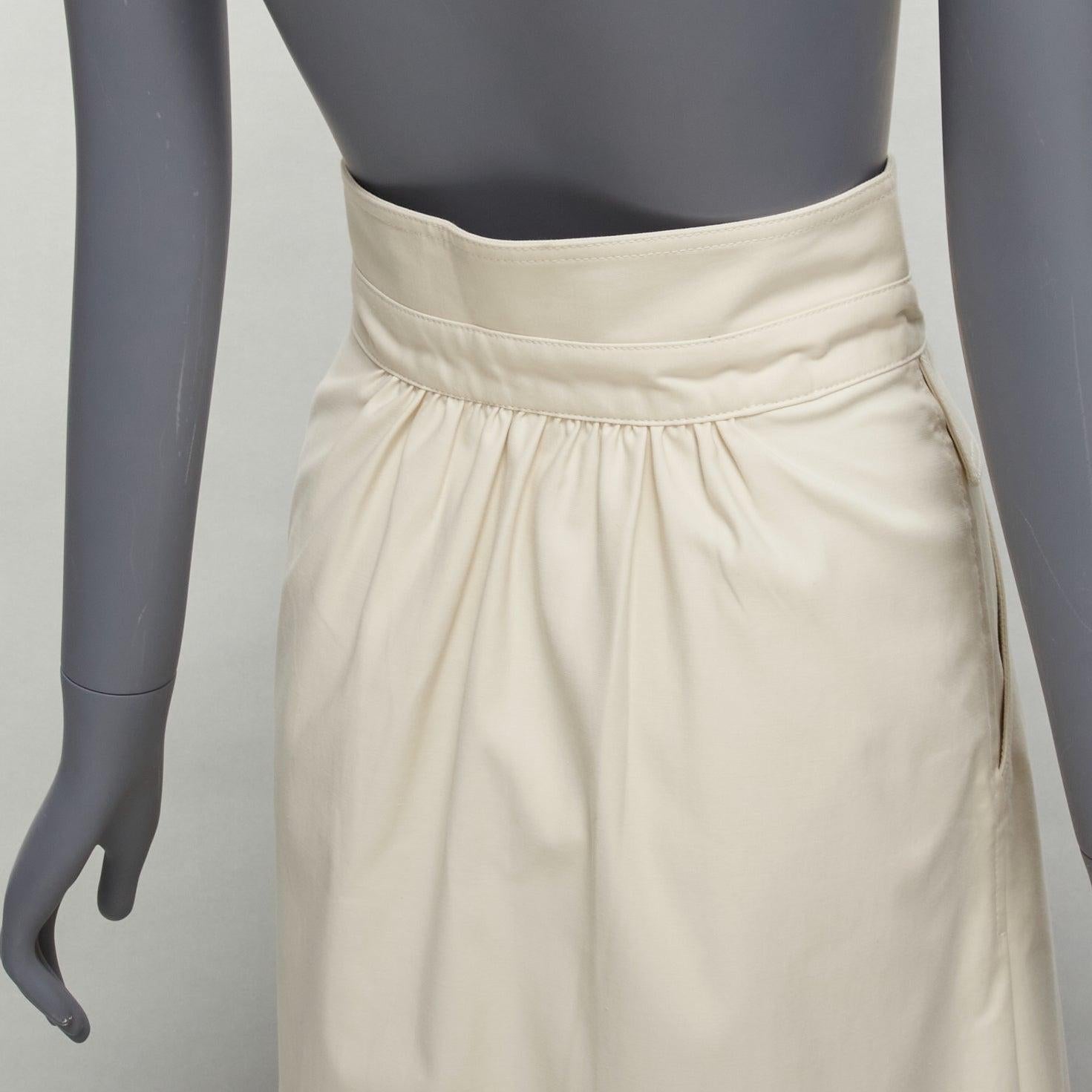 SEA NEW YORK cream cotton peplum pocket flap belt waist A-line skirt US0 XS For Sale 2