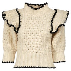 Sea New York Cream Ruffle Shoulder Chunky Jumper Size XXS