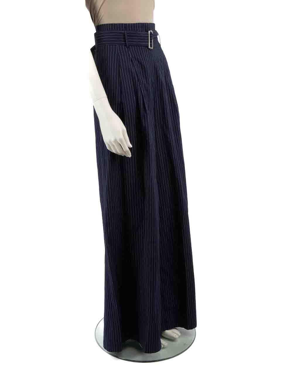 CONDITION is Very good. Hardly any visible wear to trousers is evident on this used Sea New York designer resale item.
 
 Details
 Navy
 Cotton
 Trousers
 Pinstripe pattern
 Wide leg
 High rise
 Belted
 2x Side pockets
 Zip fastening
 
 
 Made in