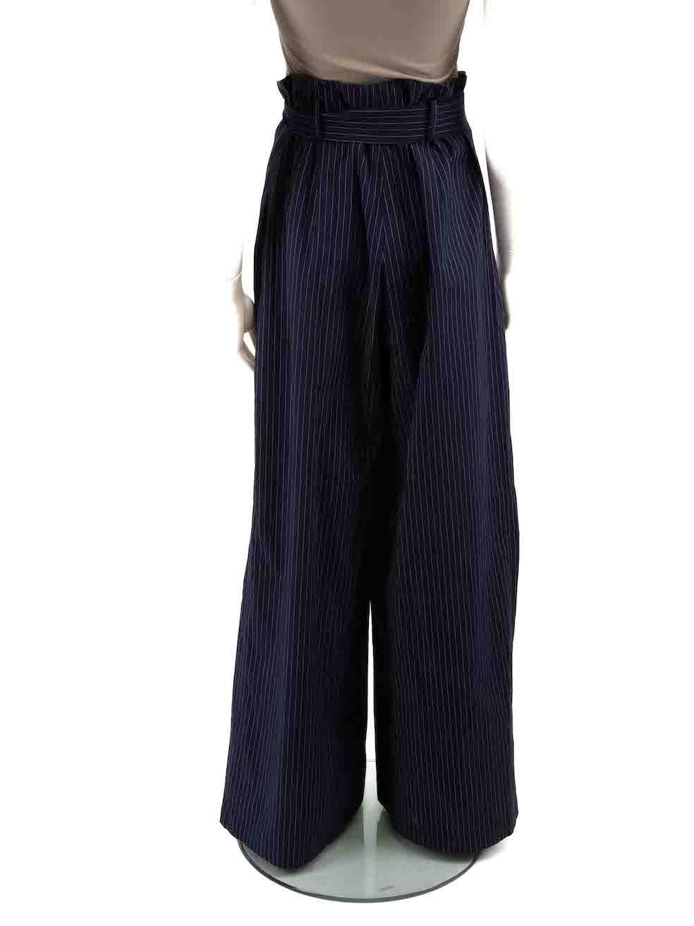 Sea New York Navy Pinstripe Wide Leg Trousers Size XL In Good Condition For Sale In London, GB