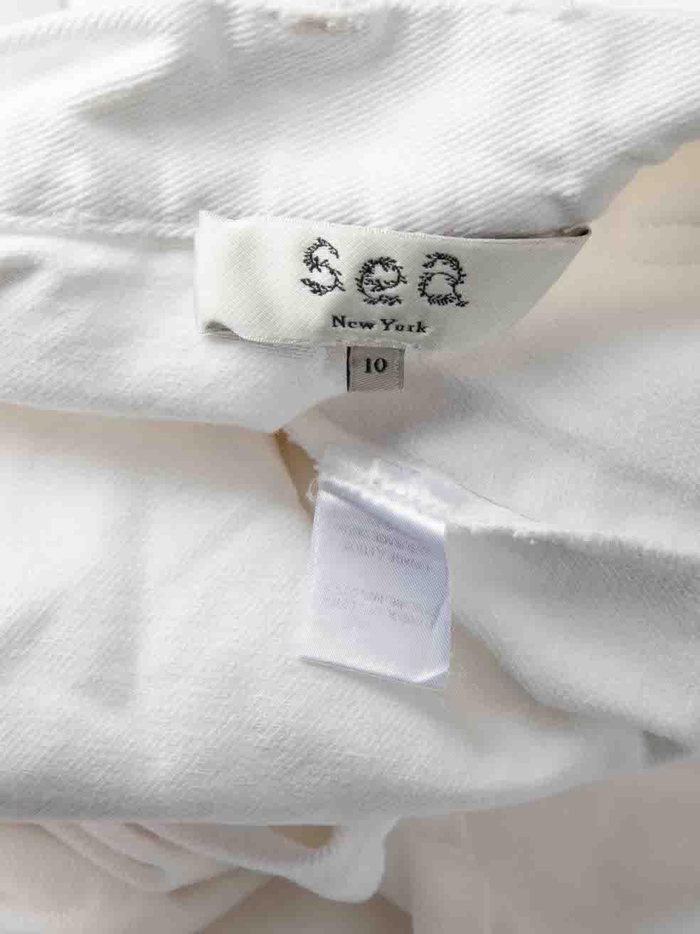 Weiße Denim-Hose mit geradem Bein von Sea New York, Weiß, Größe XL im Angebot 4