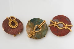 Unusual Brooch with Jasper and Gold Sea Nots