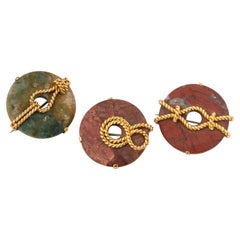 Unusual Brooch with Jasper and Gold Sea Nots