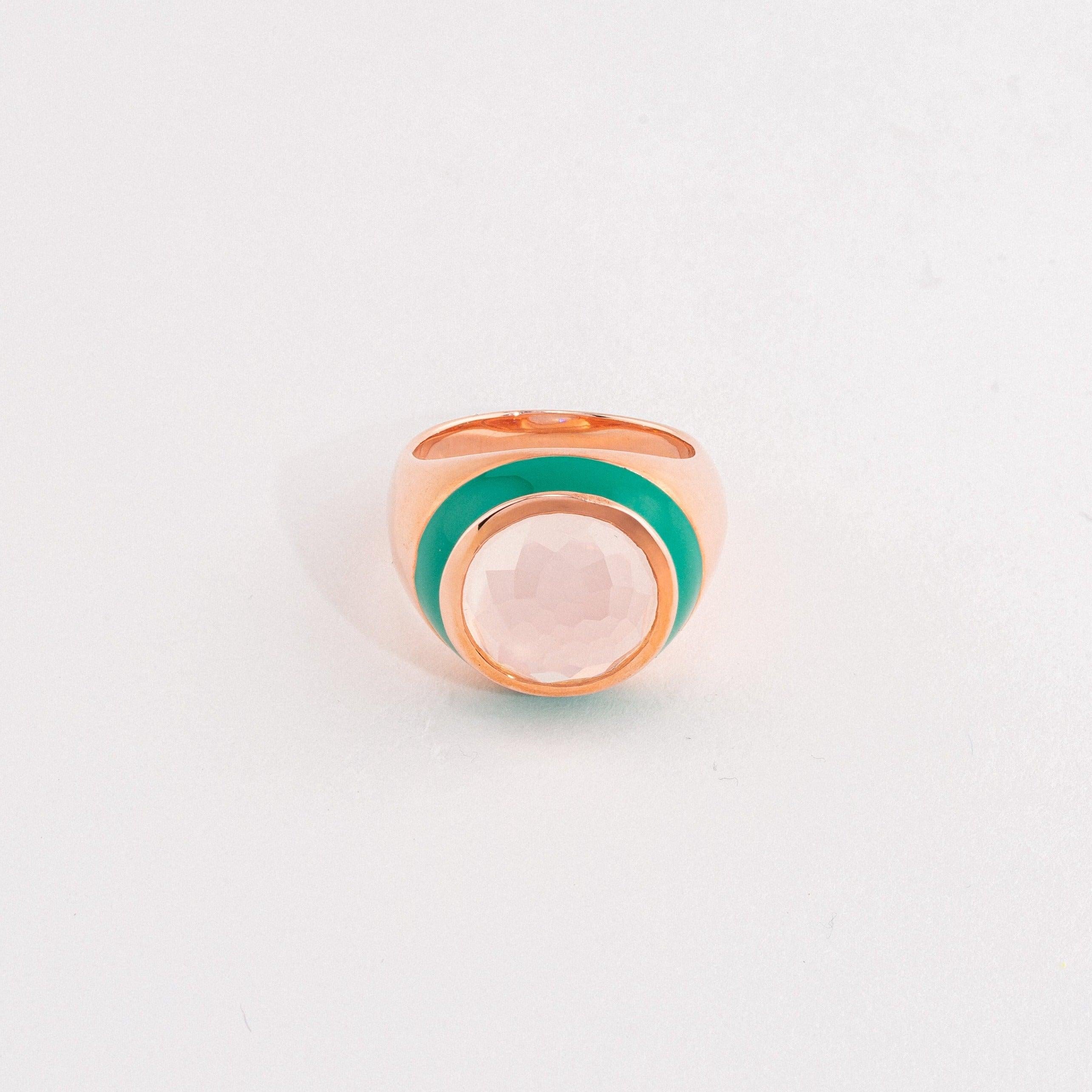 custom rose quartz cabochon ring