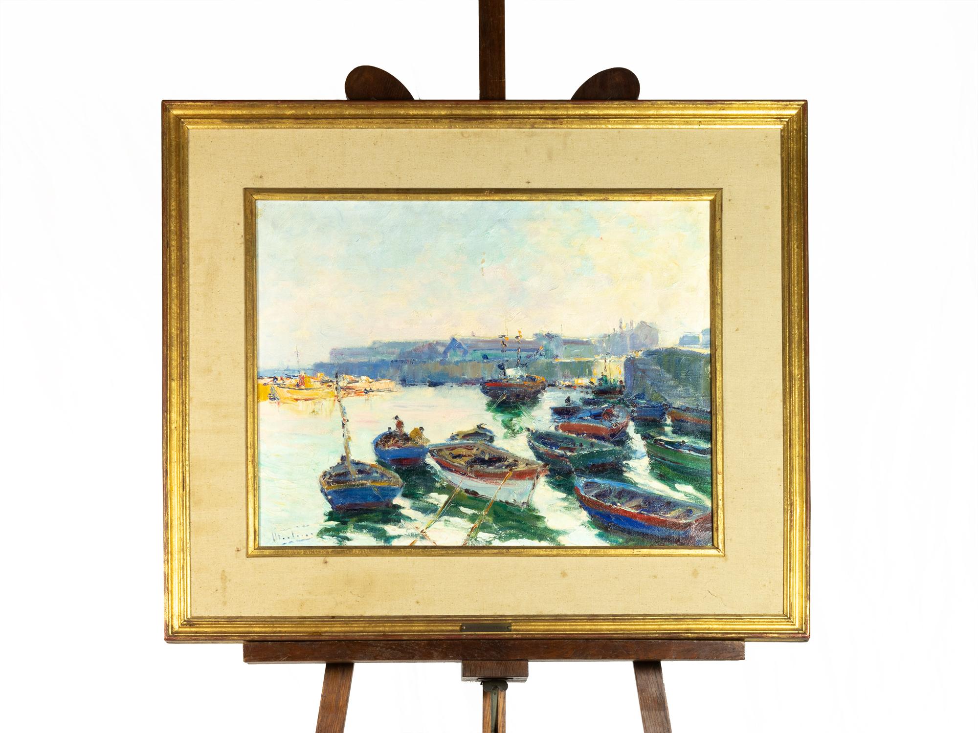 Painting by Jaime Murteira with a maritime motif, boats anchored with a village in the background, signed by the portuguese Jaime Augusto Murteira.

Oil on canvas

Jaime Murteira was a disciple of Frederico Aires and António Saúde. He was regarded