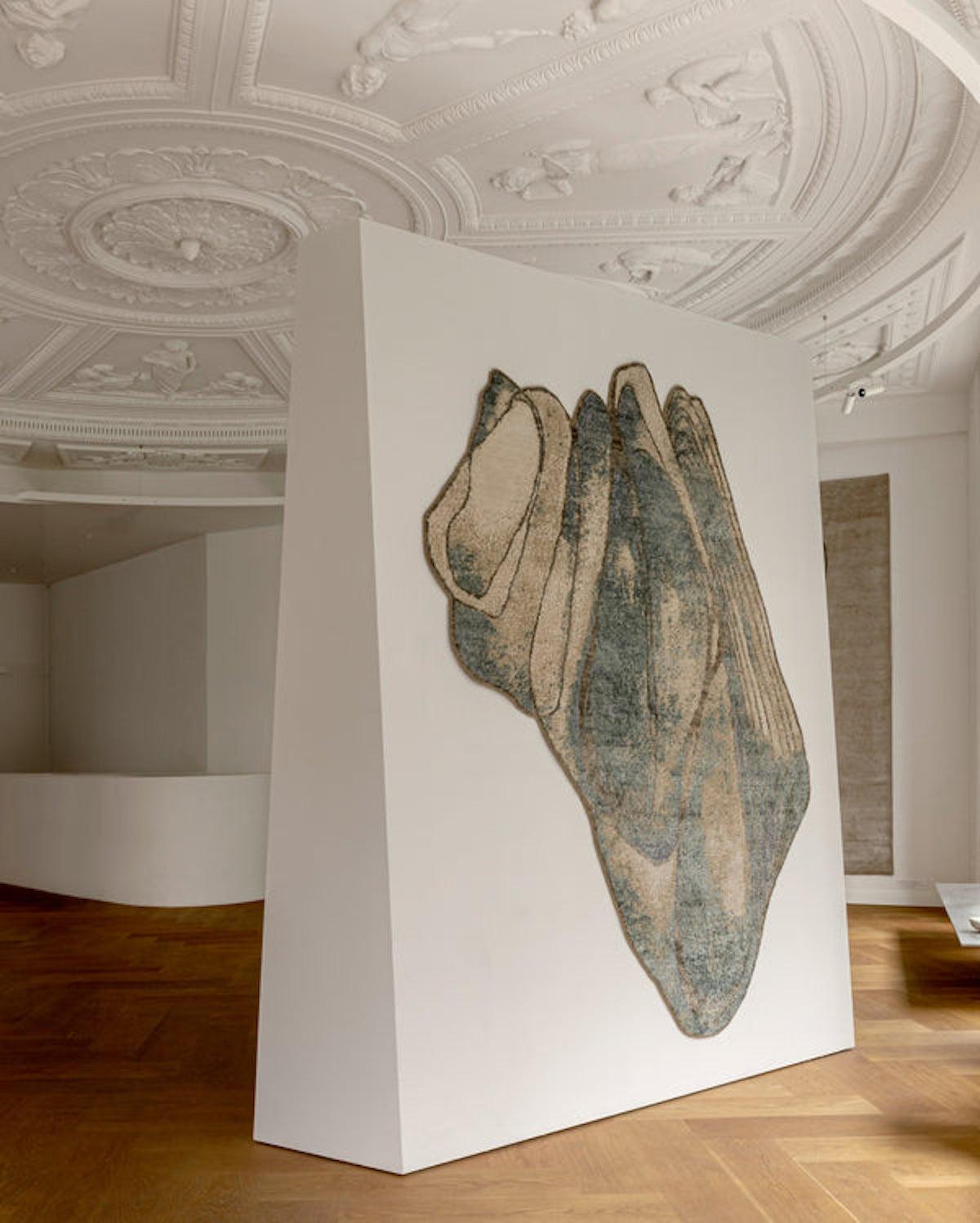 Sea Reverie, 'Watertopia' collection by Linie Design
Designer; Urd Moll Gundermann

Abstract rug. 
Materials: 65% Hand carded Wool / 35% Hand carded Silk
Hand knotted rug

Model shown on main image:
'Sea Reverie'

Dimensions: 170 x 235 cm

Head of