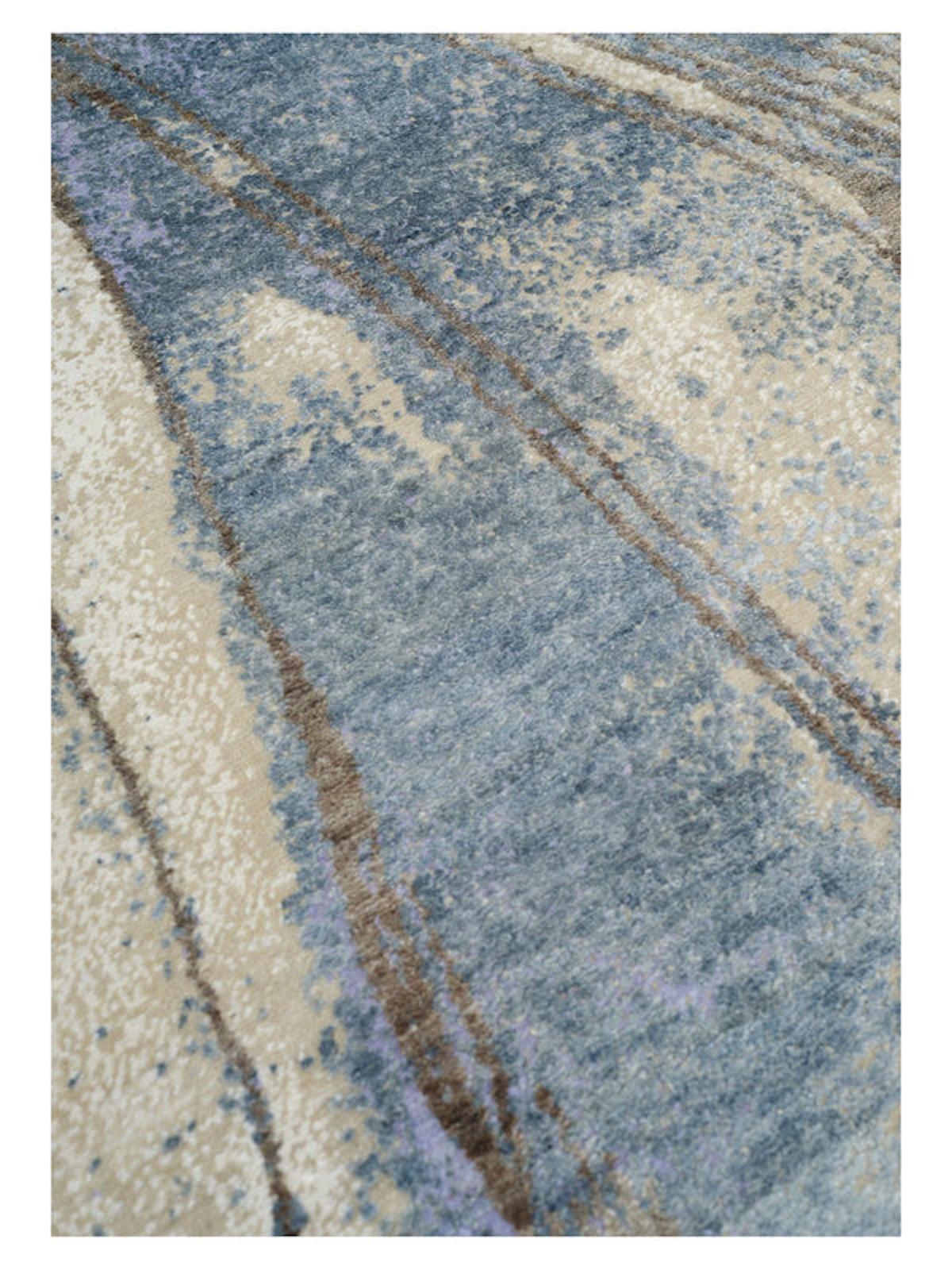 Scandinavian Modern 'Sea Reverie' Handmade Rug by Linie Design, Watertopia, 235 cm, Wool & Silk For Sale